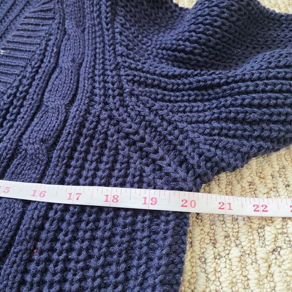 Marsh Landing Womens Cardigan Small Navy Chunky Knit Fisherman Grandpa Classic - Picture 7 of 9